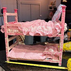 Pink Doll Bunk Bed with Bedding